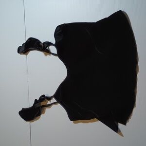 Victoria's Secret Black Velvet Ruffle Spaghetti Strap Cami A22